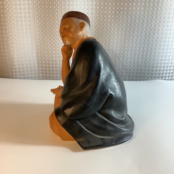 Hakata Urasaki Doll Japanese Scribe Scholar Holding Pen Clay Figurine Vintage - Picture 2 of 9